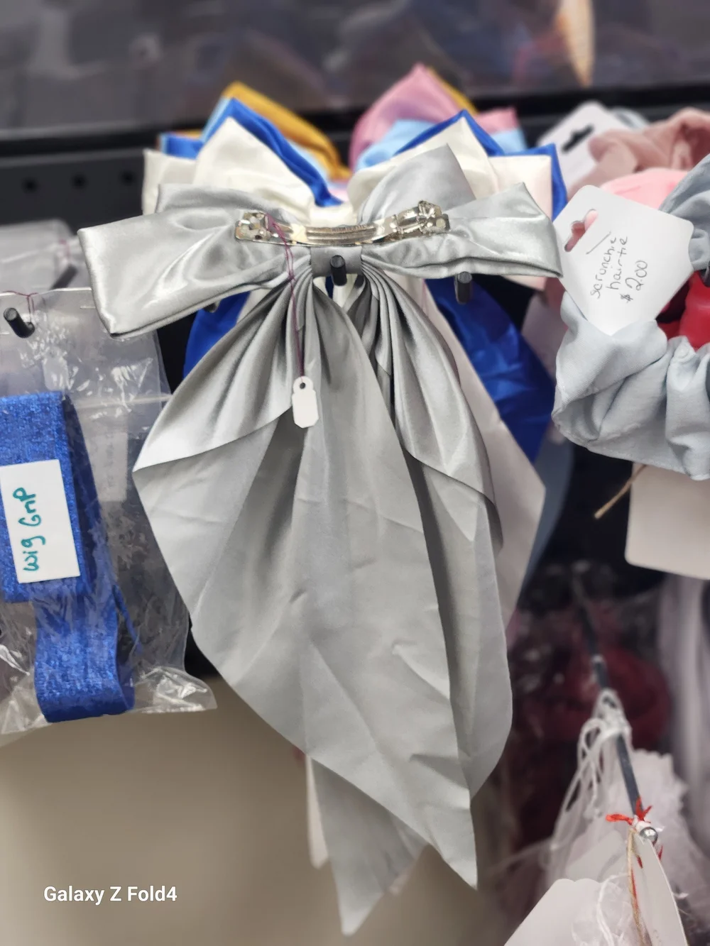 Silver Satin Bow Hair Clip - Kids Hair Accessory
